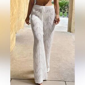 SHEIN White Knit Beach Coverup Pants